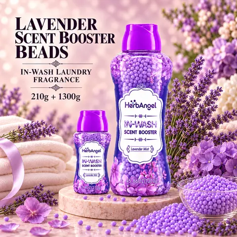 HERB ANGEL Fragrance Detergent Beads Lavender Scented Laundry Balls-Discs, Summer Sweat Odor Neutralizer, Long-Lasting Scent, Deep Clean, 2 Sizes (7.4oz Trial, 45.8oz/1300g Bulk, 24-Month/24-Week Freshness)