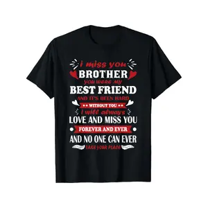 I Miss My Brother Always & Forever Memorial T-Shirt - Unisex Comfortable Cotton Crew Neck Short Sleeve with Heartfelt Brother Quote & Red Lettering - Sibling Loss Gift, Breathable Lightweight Casual Shirt (Sizes S-XXXL) - Machine Washable In Memory Appare