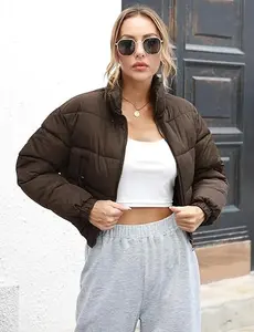 Womens Cropped Puffer Jacket Winter Quilted Jackets Coat