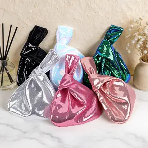 B2LOVER Beauty Sequin Wrist Bag Women's Mini Portable Wristlet Knot Pouch Sparkly Small Cute Evening Wallet Handbag Purse Mobile Phone Key Storage Bags