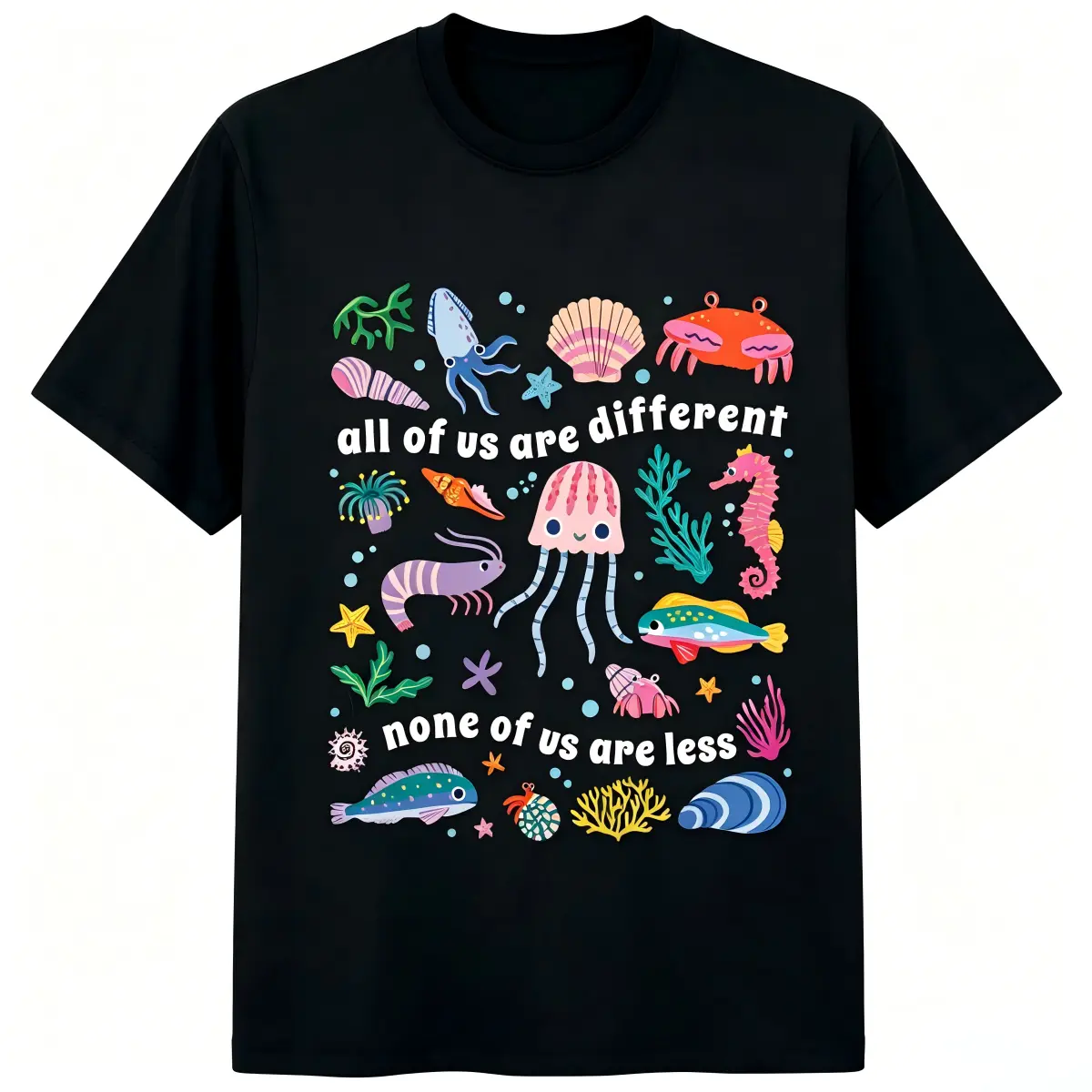 Oversized Graphic Tee Comfort  Inclusion Shirt, Autism T-Shirt, All of Us Are Different Neurodivergent Shirt, Ocean Lover Summer Special Education Teacher Tee - Everyday Comfort Shirt,padres,cnashirt,bundle,coucou,fem,custom,womens,trend,shirts,pink,salon