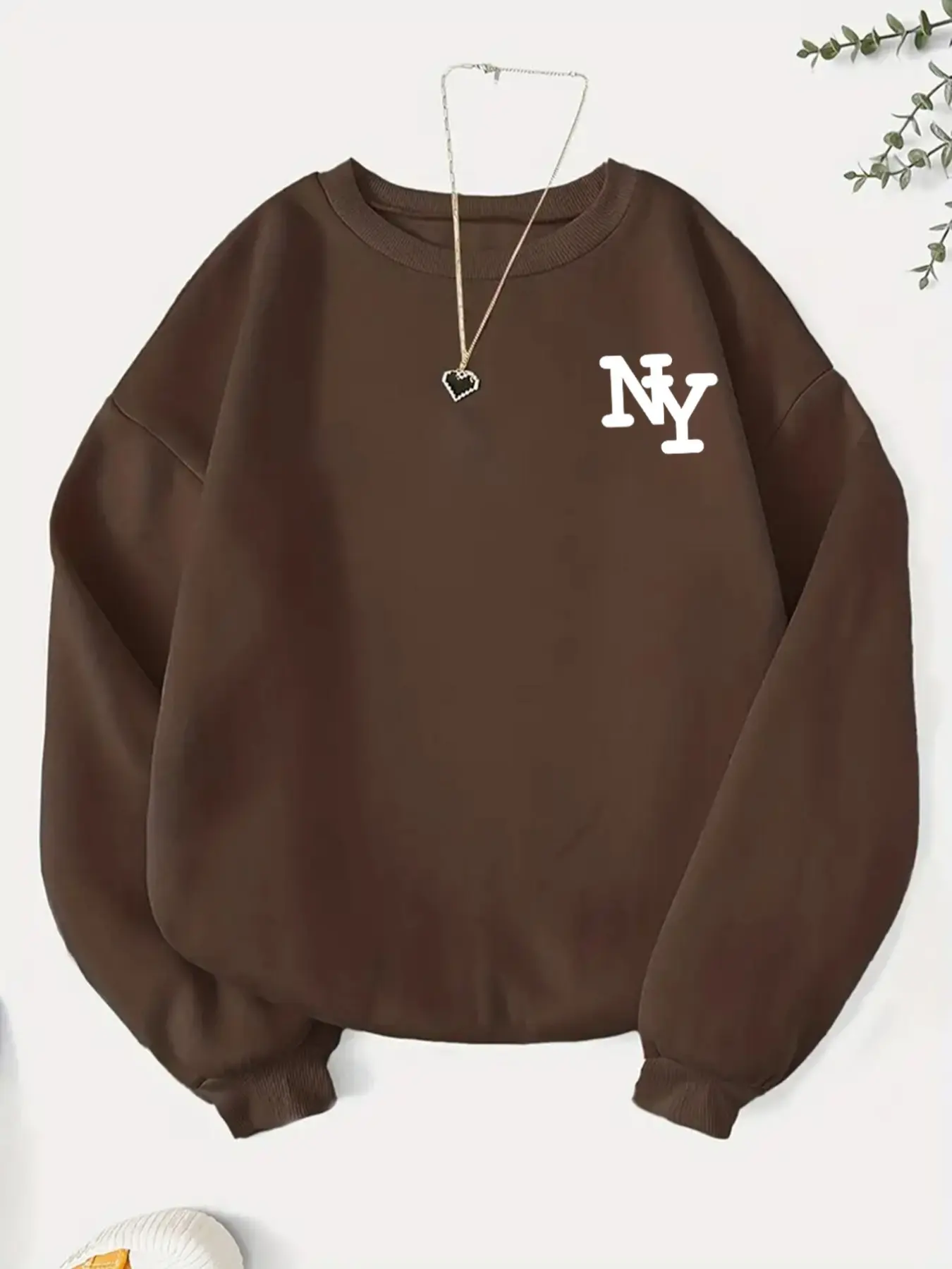 Women's Letter Print Crew Neck Fitted Knit Sweatshirt, Casual Long Sleeve Pullover for Fall & Winter, Women's Clothes for Daily Wear Tops, Womenswear, Knitwear, Crewneck