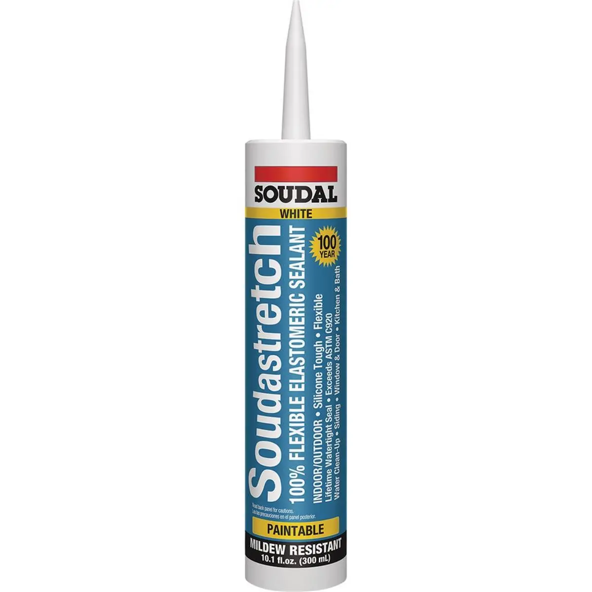 Soudal USA 109573 Stretch Silicone Sealant Compound, 10.1 oz, White, Weather Seal, Paint Sealant, Liquid Adhesive, Weather Seal Silicone, Paint Sealant Silicone