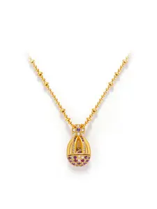 Star Chain Peach Pink Cubic Zirconia Egg Pendant Necklace Elegant Luxury Sparkling Golden Jewelry Gift for Women Fashion Pendant Necklace