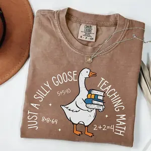 “Just A Silly Goose Teaching Math” T-Shirt – Funny Teacher Tee, Math Student Gift, Elementary School Mathematician Shirt, Math Department Tee