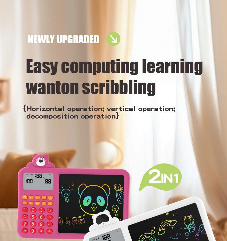 STEM Toys,Kids Math Drawing Tablet 3-8, Erase & Practice Addition Subtraction Multiplication Division, Screen-Free Learning Toy