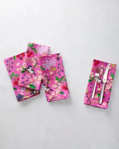Bird & Blossom - Print Napkins Set of 4 - Fuchsia Berry