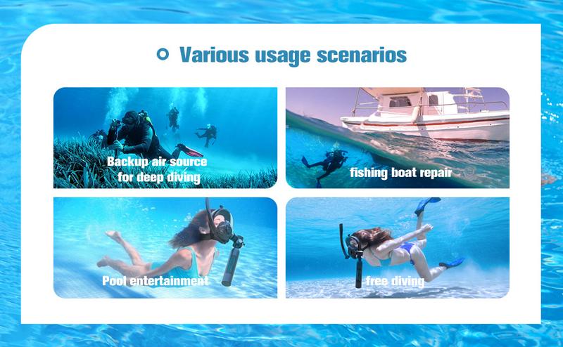 Mini scuba tank with Sub mask, 0.5L Diving Tank with Full face Mask Underwater Breath System Lung Tank DOT Certified Pony Bottle for Snorkeling,Suitable for various scenarios such as beach snorkeling and pool parties.
