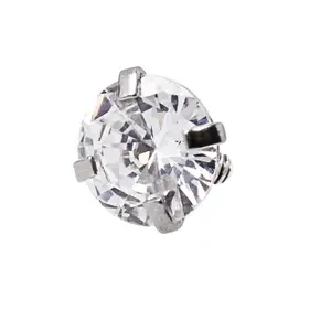 Clear 5mm CZ Crystal Gem Internally Threaded Dermal Top - 316L Stainless Steel