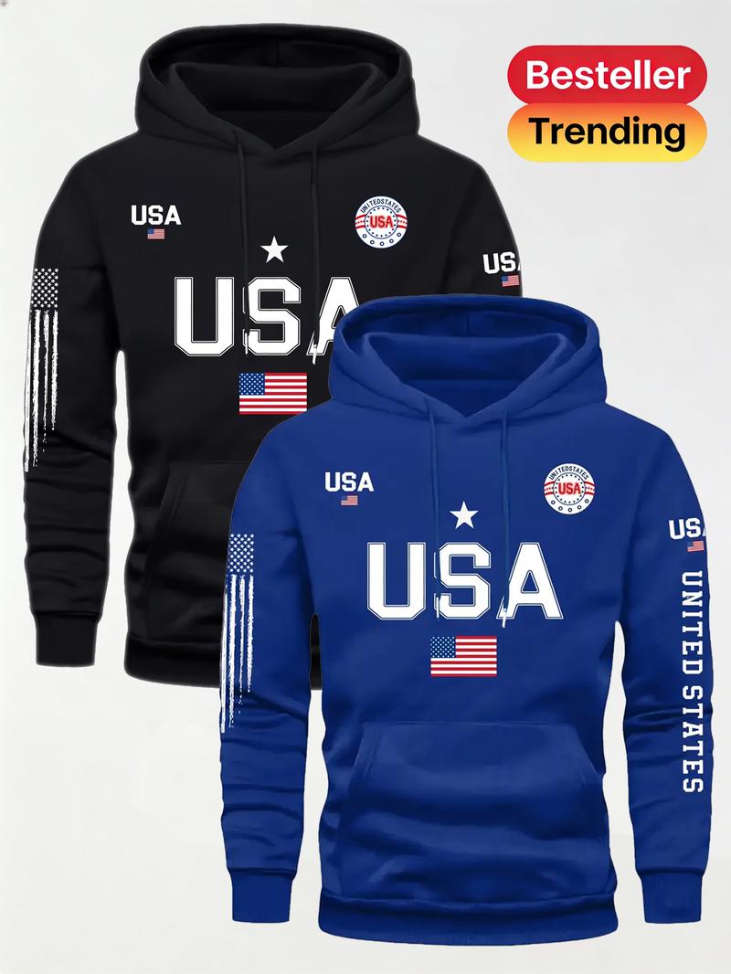 2PCS Men's Fashion American Street Letter Printed Drawstring Hoodie for Autumn and Winter Warm Sports, 2029 Spring Autumn/Winter Valentine's Day Gift Suitable for Students and Couples Autumn/Winter Fashion Hoodie