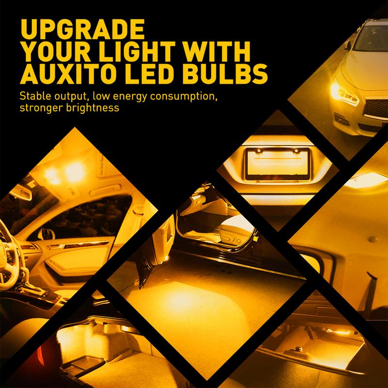 AUXITO 194 LED Bulb 6000K White 168 2825 W5W T10 Wedge 14-SMD Interior Car Bulbs Replacement for Dome Map Door Courtesy Trunk Parking License Plate Lights, 10 PCS