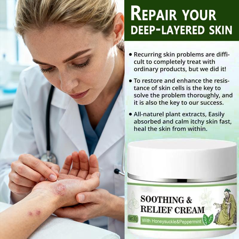 Soothing & Relief Cream for Eczema with 100% Natural Plant Extracts, Relief from Eczema & Blisters, Honeysuckle & Peppermint, Gift for Family and Friends, Gentle for All Ages, Quick-Relief Itch Soother, Moisturizes Dry & Sensitive Skin