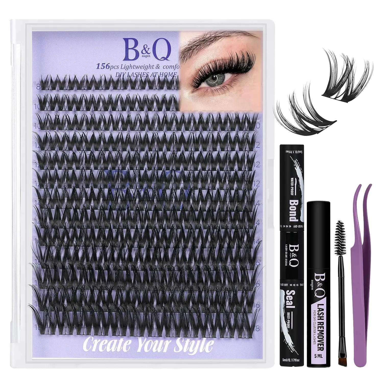 B&Q Flora Lash Clusters Kit 156PCS Flaunt Eyelash Clusters Medium Dramatic