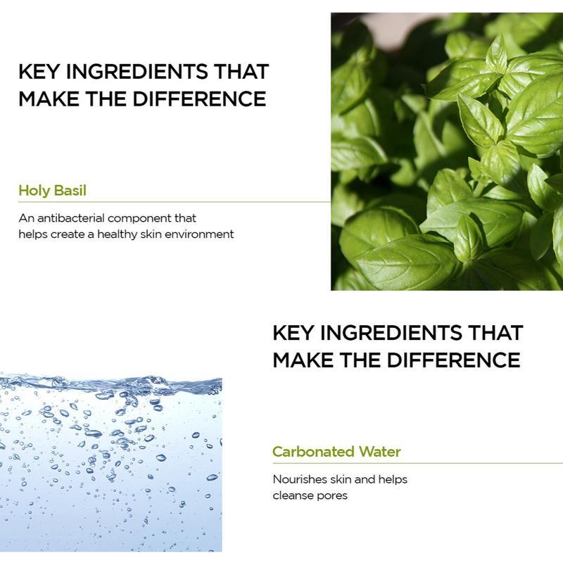 Holy Basil Bubble Deep Mask – Holy Basil & Carbonated Water for Cleansing Pores & Blackheads, Suitable for All Skin Types, Vegan Clay-to-Bubble Wash-Off Mask (90g / 3.17 oz) Holy Basil Carbonated Bubble Mask