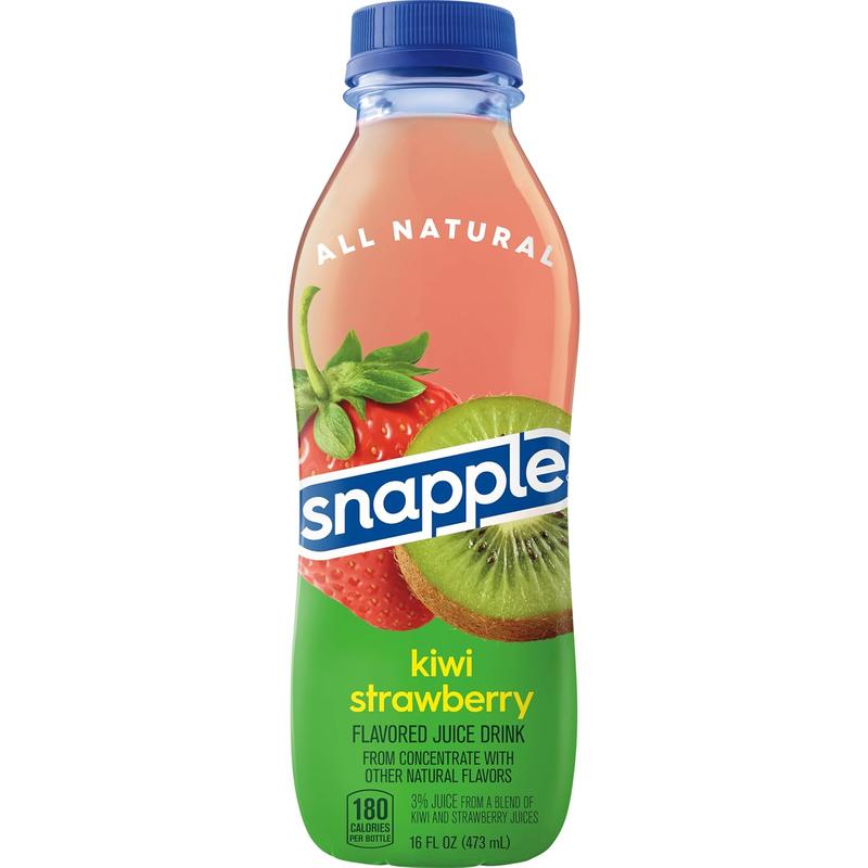 Kiwi Strawberry Juice Drink, 16 Fl Oz Recycled Plastic Bottle, Pack Of 12, All Natural, No Artificial Flavors Or Sweeteners, Contains 3% Real Juice