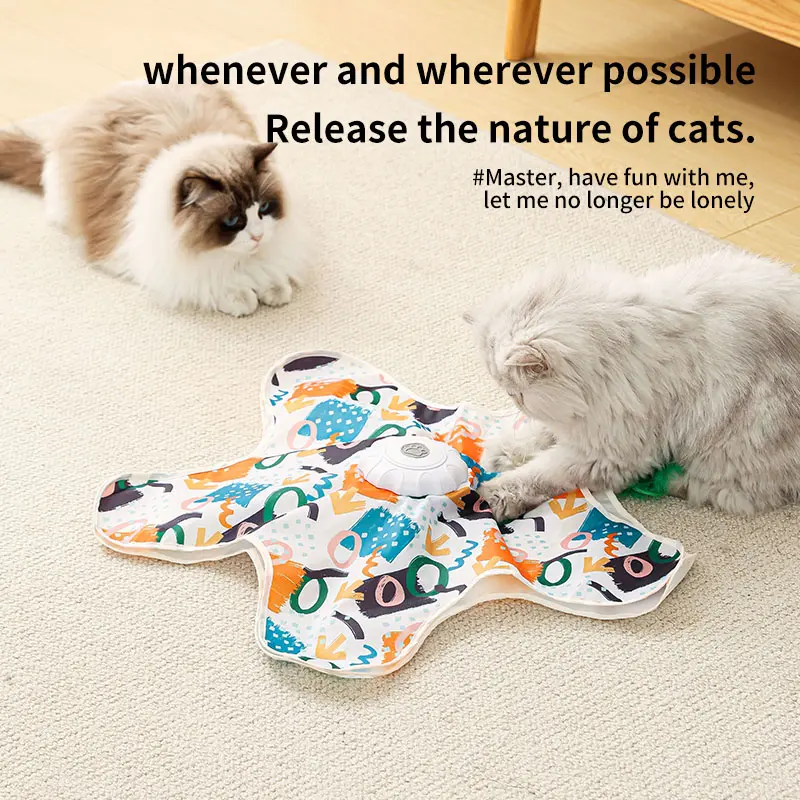 Pet electric rotating toy  Rechargeable  Touch-Activated  Feather Toy