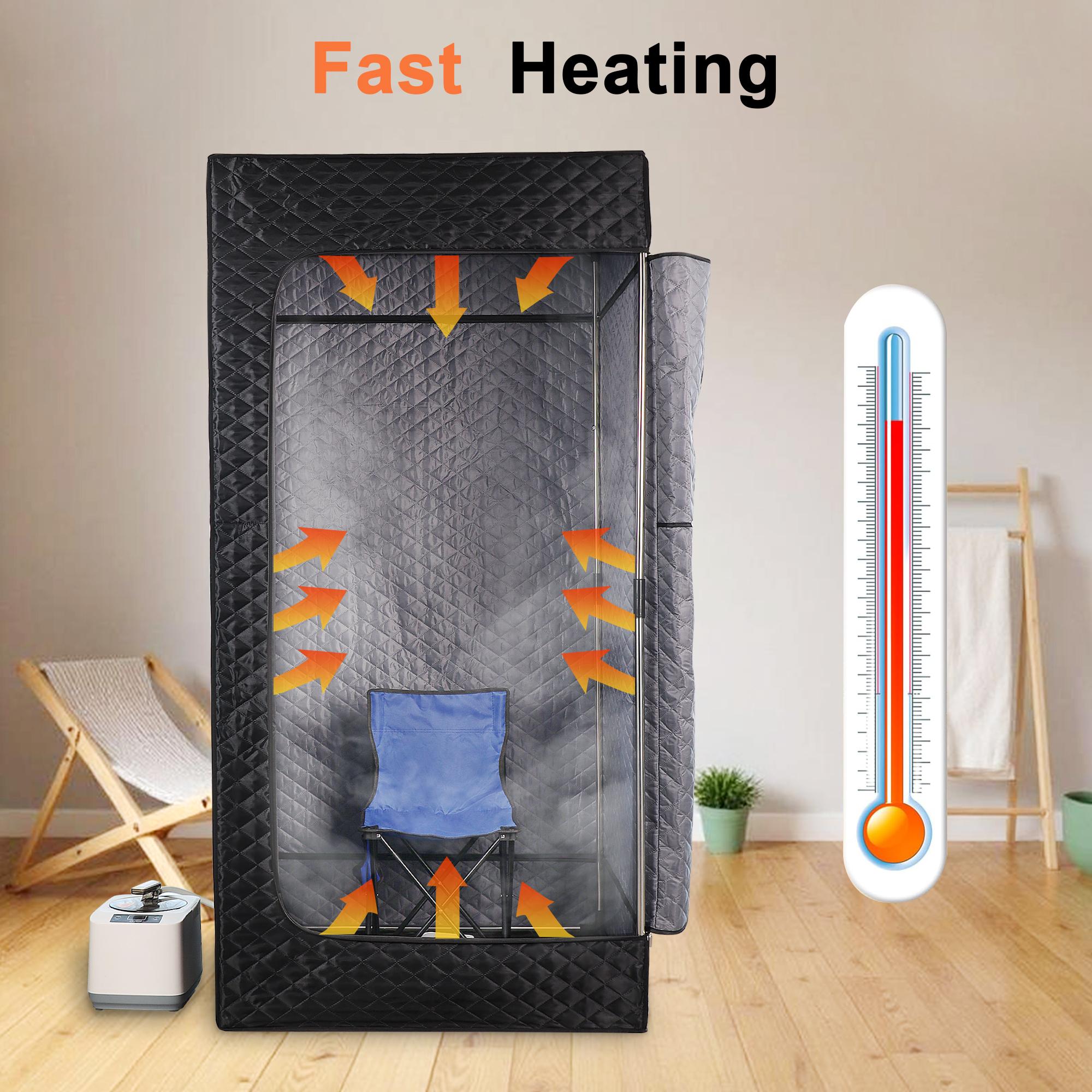 Upgraded 1200W Portable Home Steam Sauna Kit 3L Personal Sauna with Remote Control & Blue Chair for Relaxation Detoxification