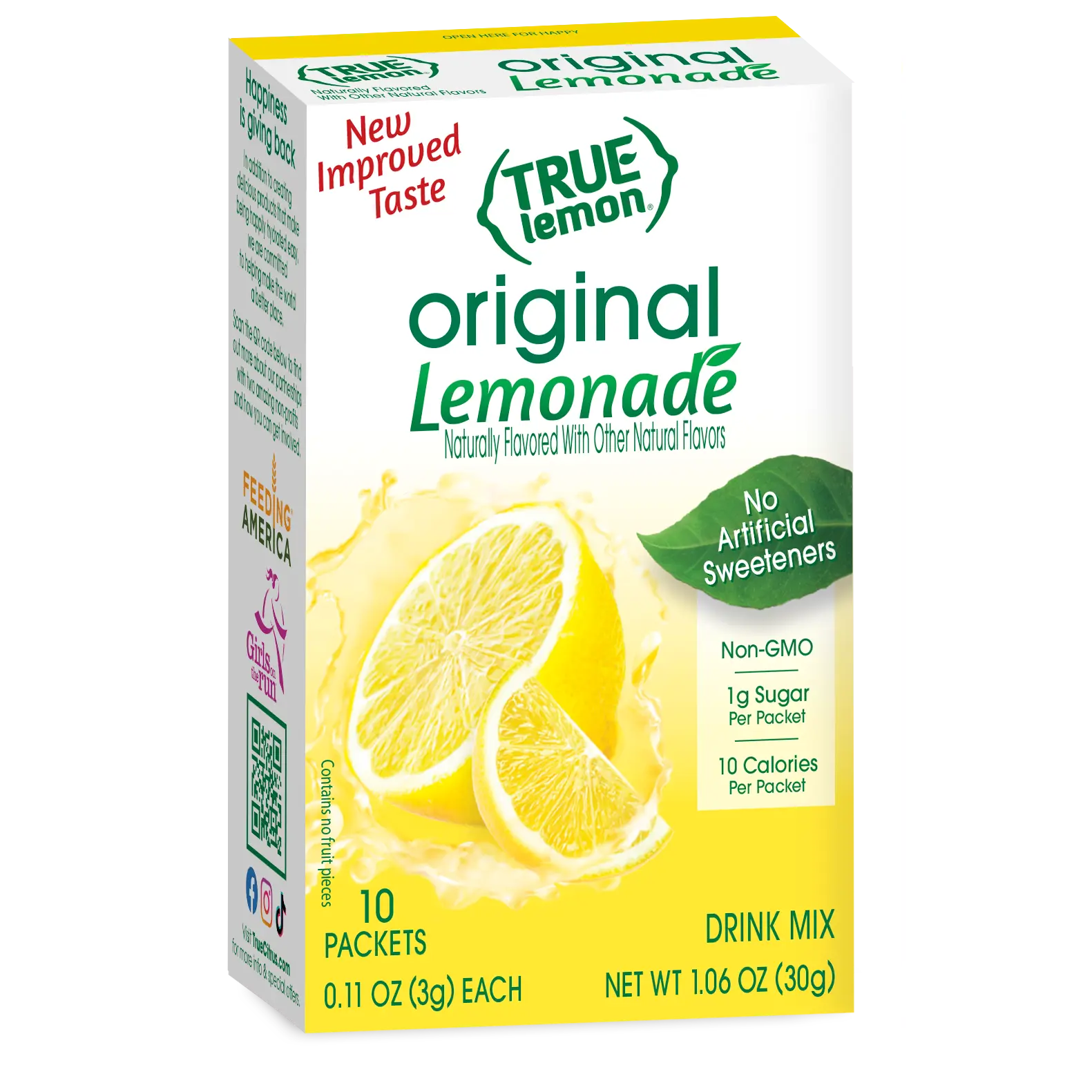True Lemon Original Lemonade Drink Mix | 10 Cal | No Artificial Sweeteners | Non-GMO Stick Packets