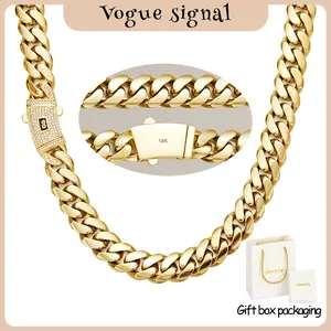 14K Gold-Plated Cuban Neckalce or Bracelet Jewelry New Anti-Rust Technology-Waterproof, Fade-Proof& Hypoallergenic |6-14mm Sizes | Timeless Shine for Every Look link chain