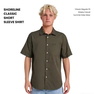 Quiksilver | Shoreline Classic Short Sleeve Shirt | Classic Regular Fit | 60% Cotton / 40% Polyester | Breezy Casual Summer Daily Wear | Top