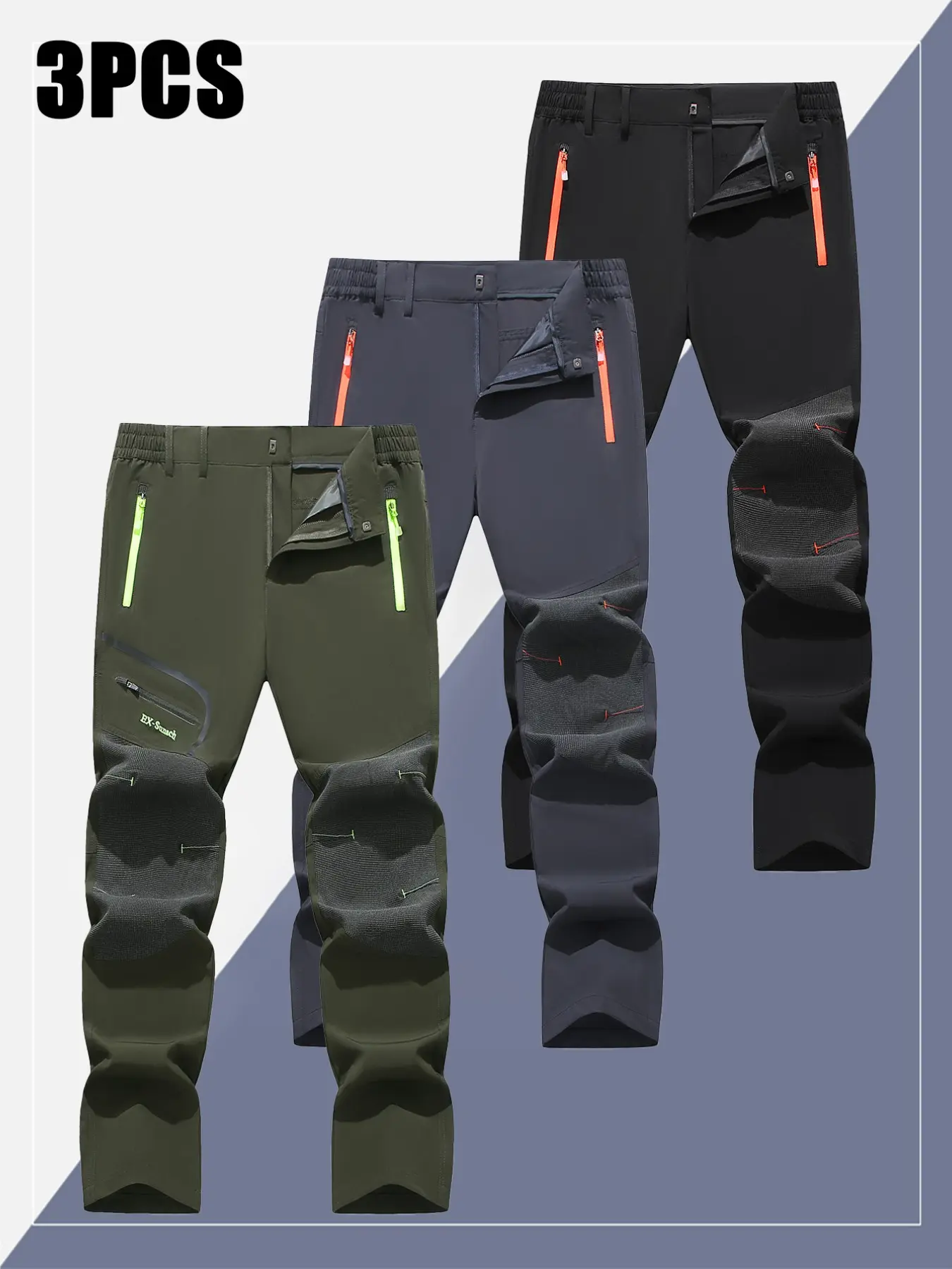 Men's Lightweight Waterproof Hiking Pants, Outdoor Activities Trousers, Outdoor Sports Trousers, Durable Scratch-Resistant Windproof, Multi-Pocket Workwear for Camping Trekking Fishing, Lightweight Build, Waterproof Feature