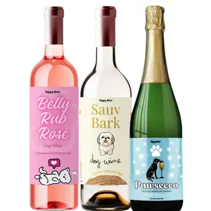 Dog Wine Bundle by Yappy Hour | Non-Alcoholic Dog Beverages | Belly Rub Rosé, Sauv Bark, Pawsecco | Dog Drinks