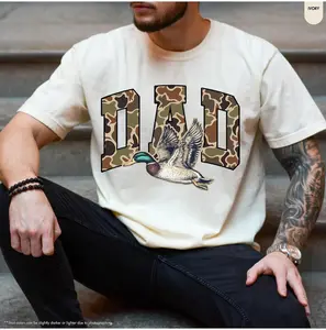 Camo Flying Mallard Duck Dad Shirt, Camo Hunting Dad Tee, Fathers Day Gift, Hunter Gift for Dad, Husband Tee - KitchenEra