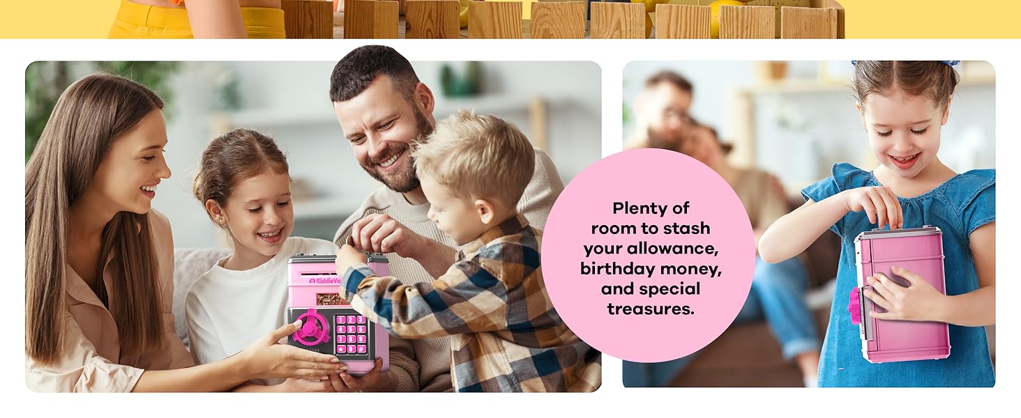 Pink Electronic Piggy Bank with Password Lock | Auto Bill Slot, Great for Kids 4-12, Fun Money Saver Gift