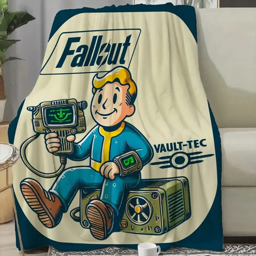 Fallout Classic Character Retro Poster Print Flannel Blanket, Perfect Gift for Family Parties, Exquisite Design + Soft Touch, Ideal for Bedroom & Guest Room Decor, Great for Gifting on Christmas, Valentine's Day, Weddings, Birthdays, and Holidays