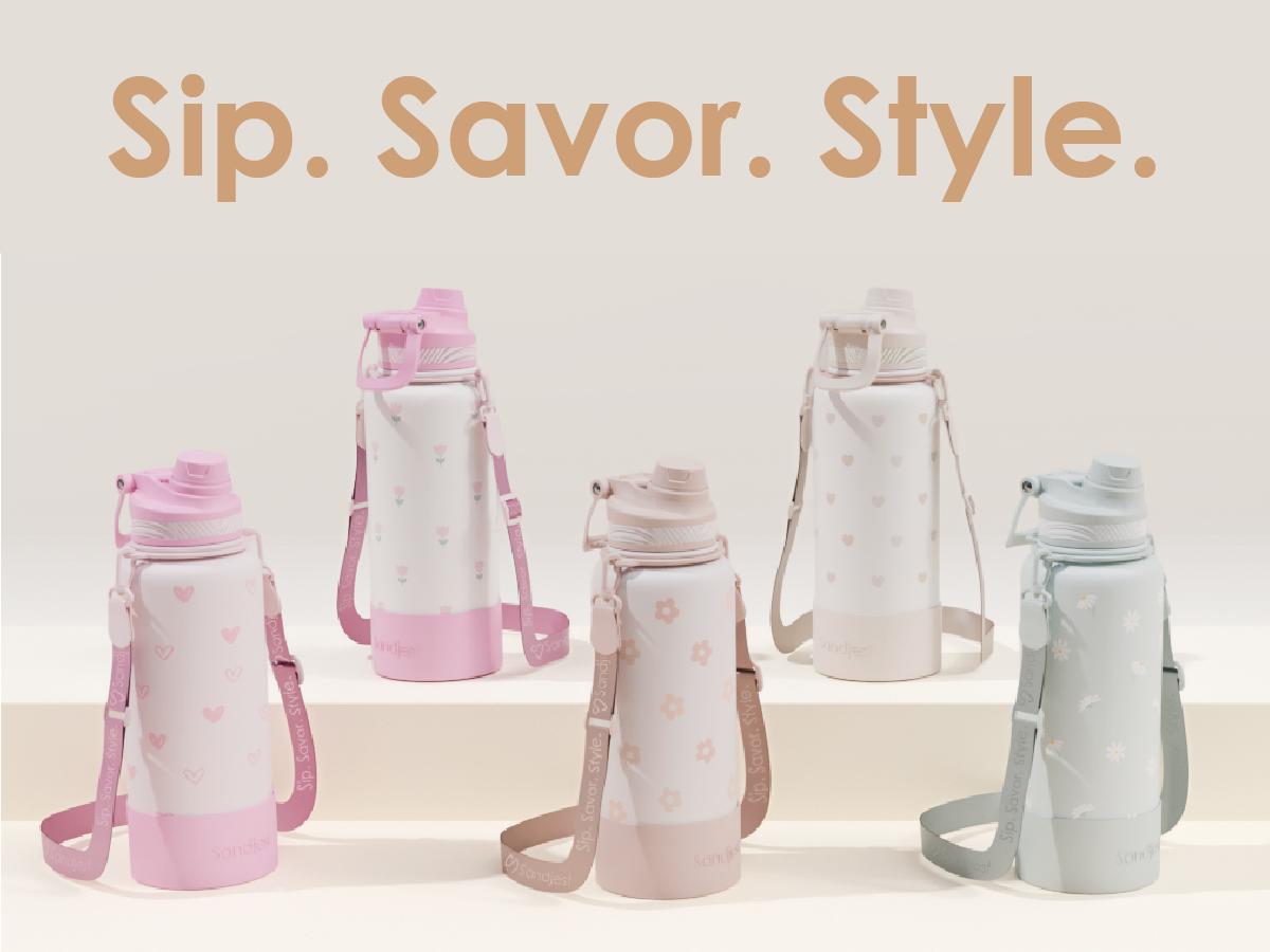 Sandjest 32oz Insulated Stainless Steel Water Bottle with Strap and Spout Lid, 100% Leak Proof, Gym Sports Travel Outdoor, Gifts for Women Christmas