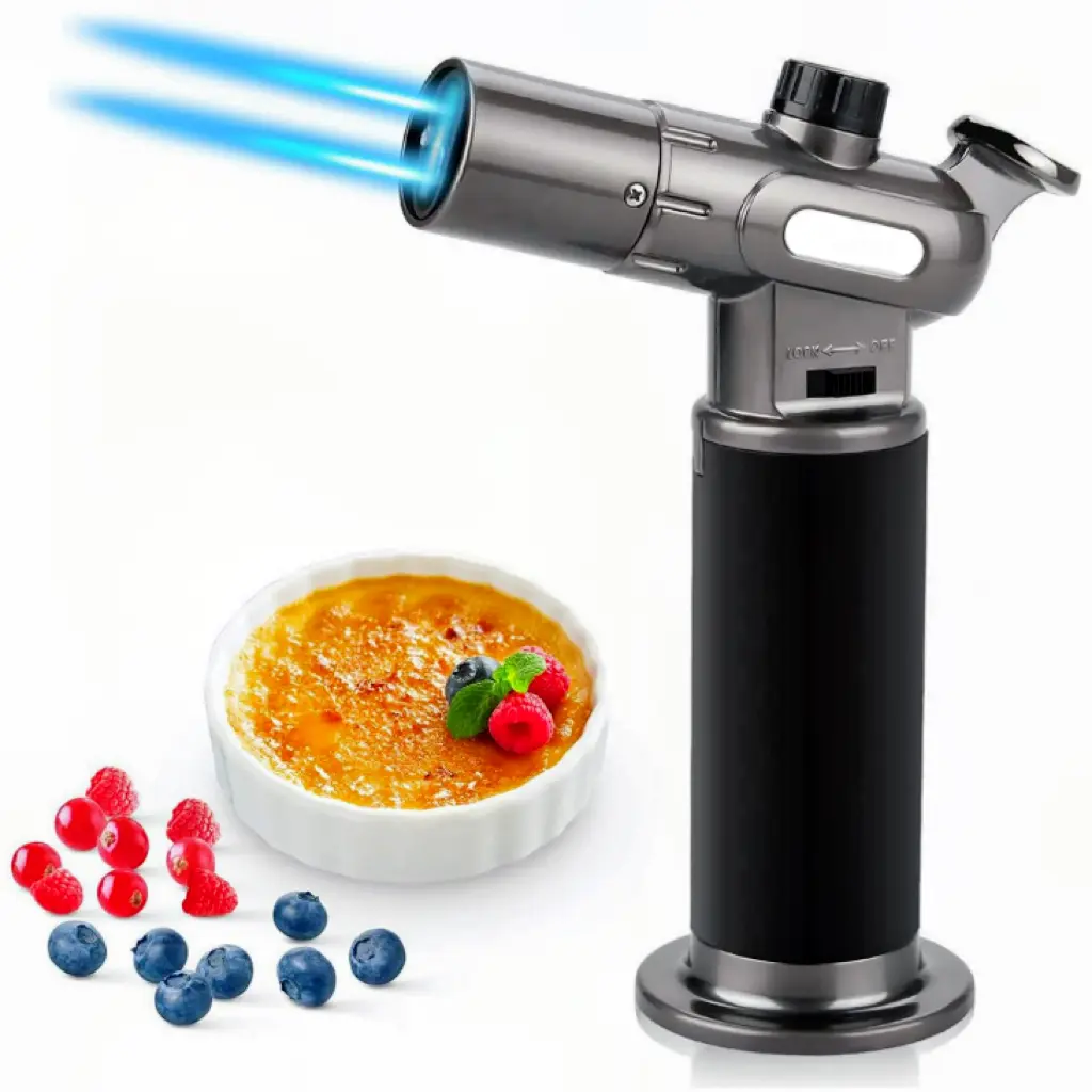 [Gas no included]Cooking Torch Windproof Lighter – Adjustable Flame, Safety Lock for Desserts, BBQ & Baking