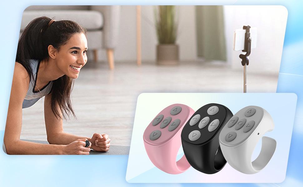 TikTok Scrolling Remote Control, YouTube Shorts Fingertip Clicker, Page Turner for eBook Reading, Camera Shutter Controller for Photo and Video, Connect via Bluetooth USB C Charge, for Smartphones