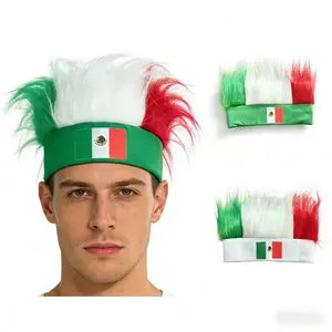 Gear up for the 2026 World Cup with this iconic Mexico Flag Wig Headband! Show your unwavering support for El Tri with the bold green, white, and red faux hair, paired with a stretchy green headband printed with Mexico’s coat of arms.
