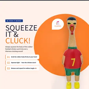 Squeeze Rubber Chicken Toy with Sound – Soccer Star Screaming Chicken Stress Ball, Funny Squeaky Novelty Toy for Adults & Kids, Football Jersey Sports Fan Gift, 4 Pack Set, 12.6 Inch