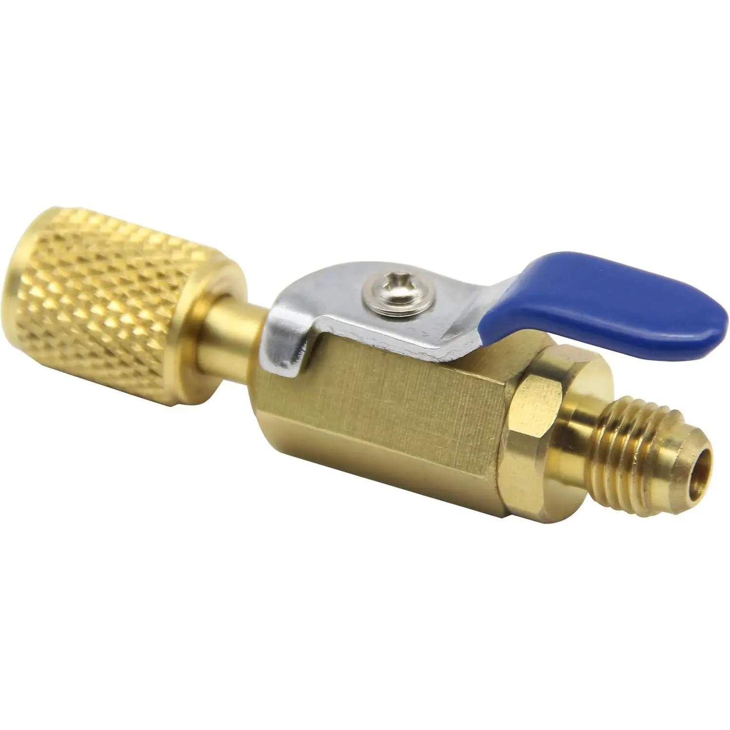 1pc Brass Straight Shut-Off Valve - 1/4" Male and Female SAE, 4000 PSI HVAC Ball Valve Adapter for Refrigerant R22, R12, R410a Charging Hoses, Plumbing Tools & Equipment, 1Pc Saight Shut-Off Valve 1/4" Sae