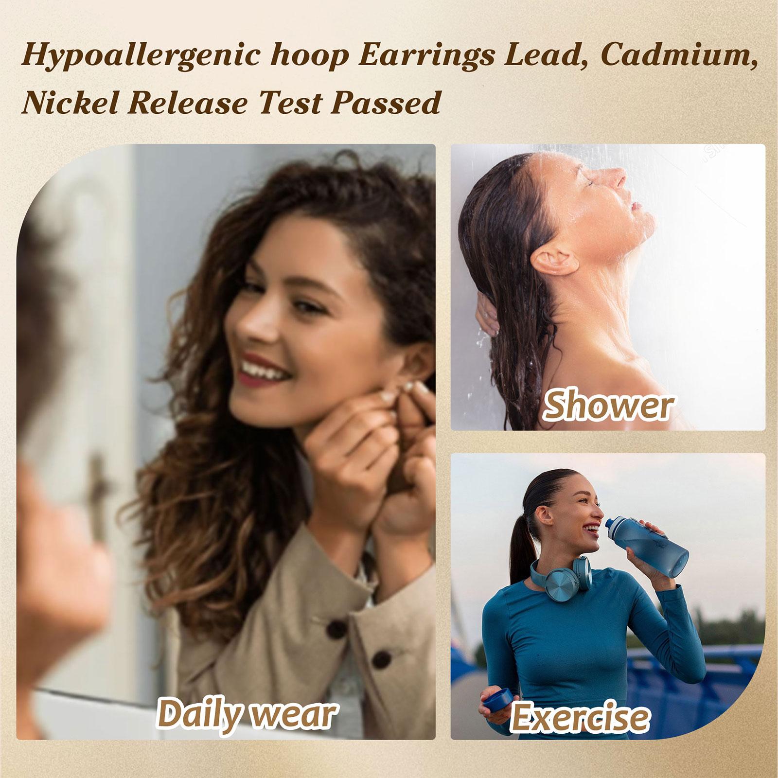 Turandoss 9 Pairs Gold Hoop Earrings for Women, Hypoallergenic Thick Lightweight Earring, 925 Sterling Silver Post 14K Real Gold Plated Chunky Hoop Earrings Set for Women for Jewelry Gifts SpringStatements