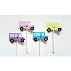 School Bus Cupcake Toppers, Pink School Bus, Blue School Bus, Cake Toppers, Bus Birthday Party Decorations, Bus Party Supplies, School Party