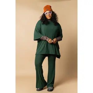 Day Dreamer Ribbed Pant Set - Emerald
