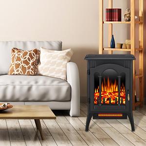 R.W.FLAME Electric Fireplace Heater, 20" Freestanding Fireplace Infrared Stove 1000W/1500W, 3D Realistic Flame Effects, Adjustable Brightness and Heating Mode, Overheating Safe Design