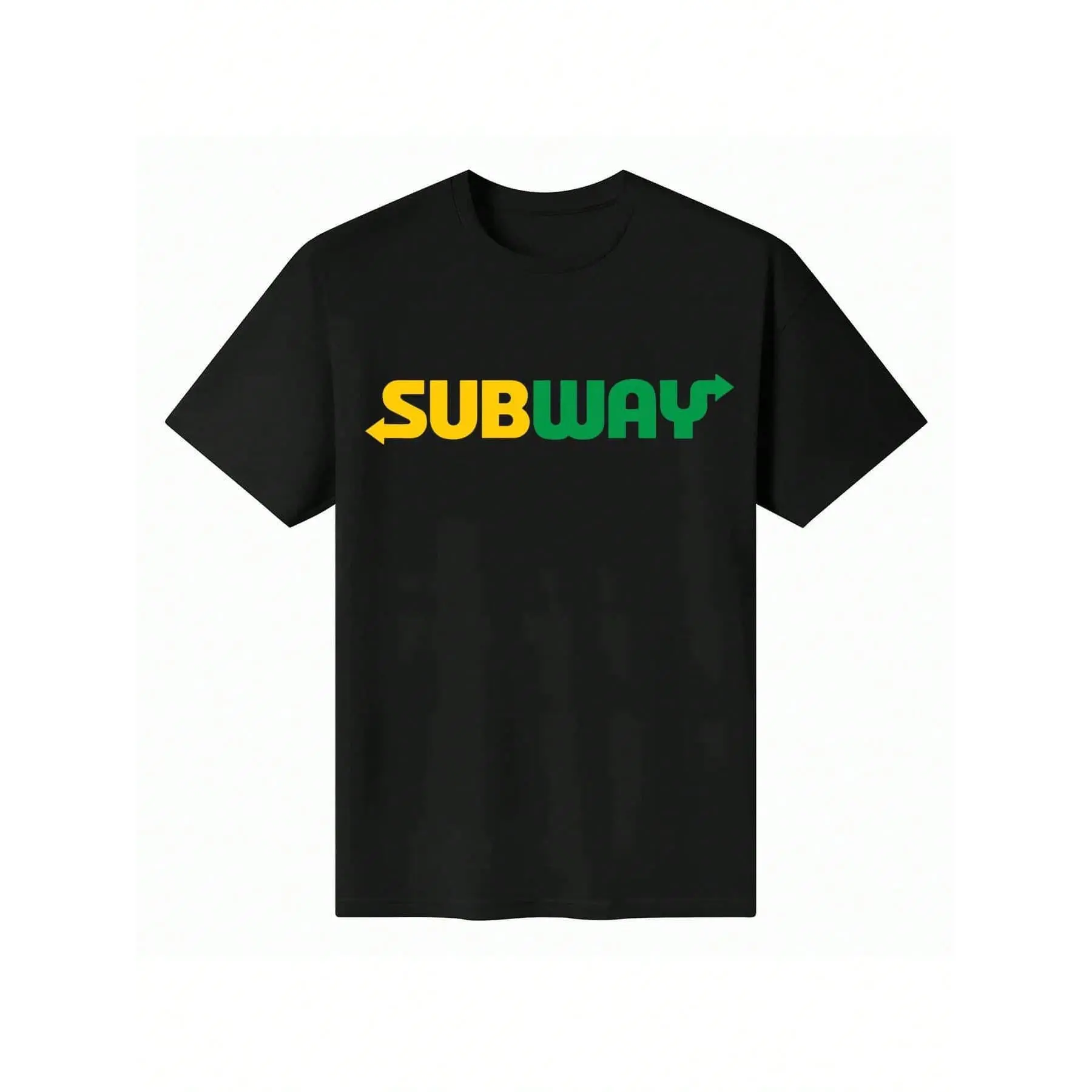 Men's Subway Restaurant Logo Short-Sleeve Sporty T-Shirt, Classic Fitted 180g 100% Pure Cotton Fabric Casual Digital Print Top 111111, Shortsleeve, Menswear, Casual Fit, Breathable, Soft