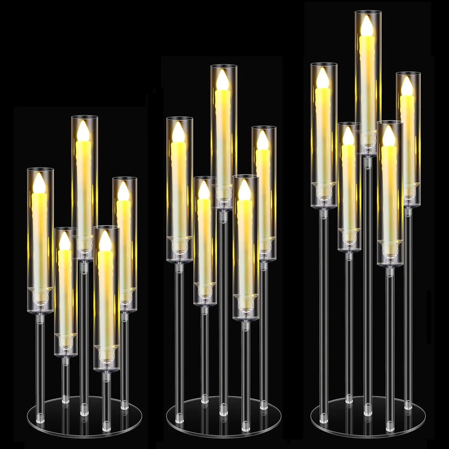 Clear 5-arm Acrylic Candle Holder, 1 Count Modern Simple Candle Stand, Candlestick Holder for Wedding & Party & Home Decor, Interior Decoration Accessories, Decoration Items, Ornaments, Halloween, Room Decor, Home Accessories, Ornament Candle Holders