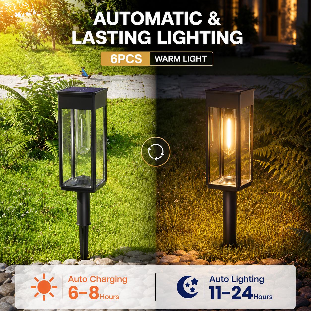 Solar pathway lights automatic day charging and night lighting