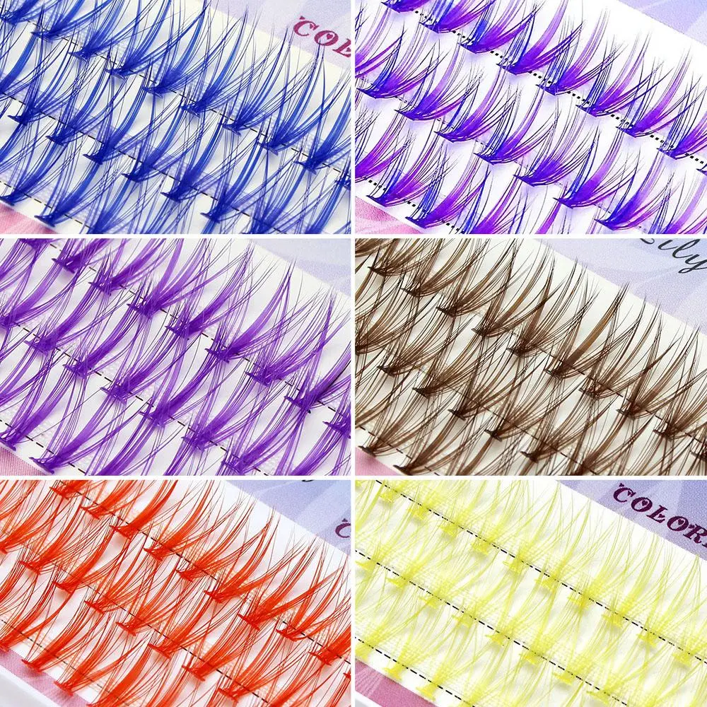 Moonlily Blue Purple Mix Color Lashes Cluster Eyelash Extension Natural Long Volume Effect Faux Bunche Individual Makeup Cilias 2026 New
