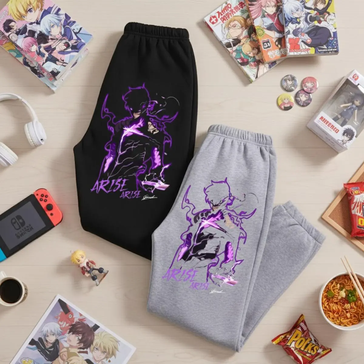 Solo Leveling Shadow Monarch Sweatpants, Anime-Inspired Graphic Sweatpants, Cotton Graphic Casual Sweatpants, Trendy Joggers, Gift Idea For Anime Lovers, Anime Joggers