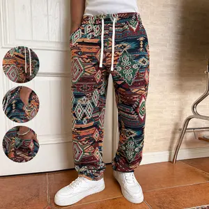 Relaxed-Fit Lounge Pants with Tribal Print and Functional Drawstring Closure