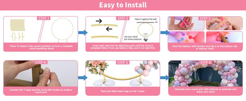 7.2ft Round Backdrop Stand, Circle Balloon Arch & Wedding Arch Stand, Backdrop Stand for Birthday Party & Baby Shower, Event Decorations