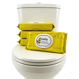 50 Ct Witch Hazel Soothing Wipes –Witch Hazel and Centella asiatica extracts, Flushable Butt Wipes，Alcohol-Free, Plant-Based