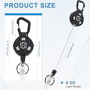 [New Deal] 2-Pack Retractable Keychain - Heavy Duty Badge Holder, ID Badge Reel, Carabiner Badge Clip, Tactical Key Chain with 32" Steel Retractable Cord, 8.0 oz