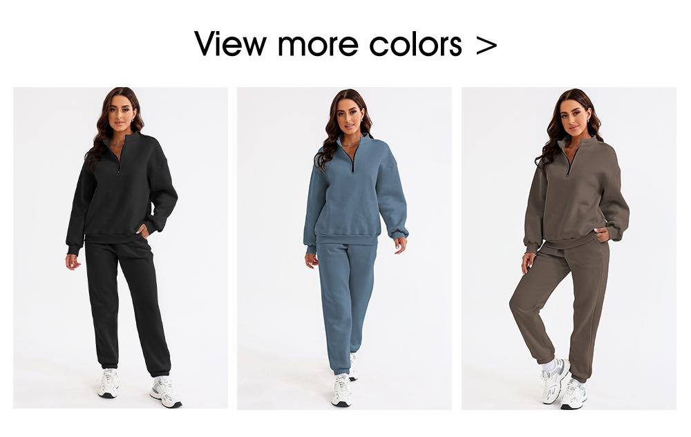 Aleumdr Women 2 Piece Outfits Sweatsuit Oversized Half Zip Pullover Long Sleeve Sweatshirt Jogger Pants Set with Pockets Casual Basic