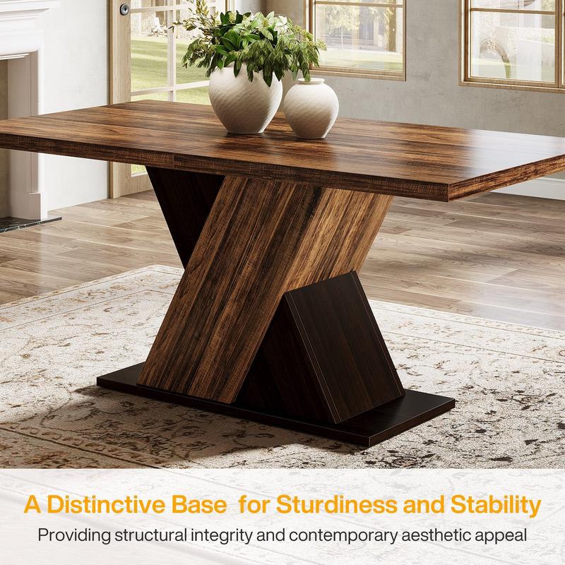 Spaco Farmhouse Dining Table for 4 - 55-Inch Rustic Brown Rectangular Wood Table, Kitchen & Dining Room Table with Solid Wood Legs Spaco Farmhouse Dining Table for 4 - 55-Inch Rustic Brown Rectangular Wood Table, Kitchen & Dining Room Table with Solid Wood Legs